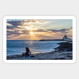 The Sunbather, sunset at StKilda Pier, StKilda, Victoria, Autralia. Sticker